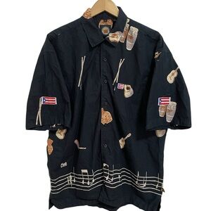 Puerto Rico Musical Print Button-Up Shirt